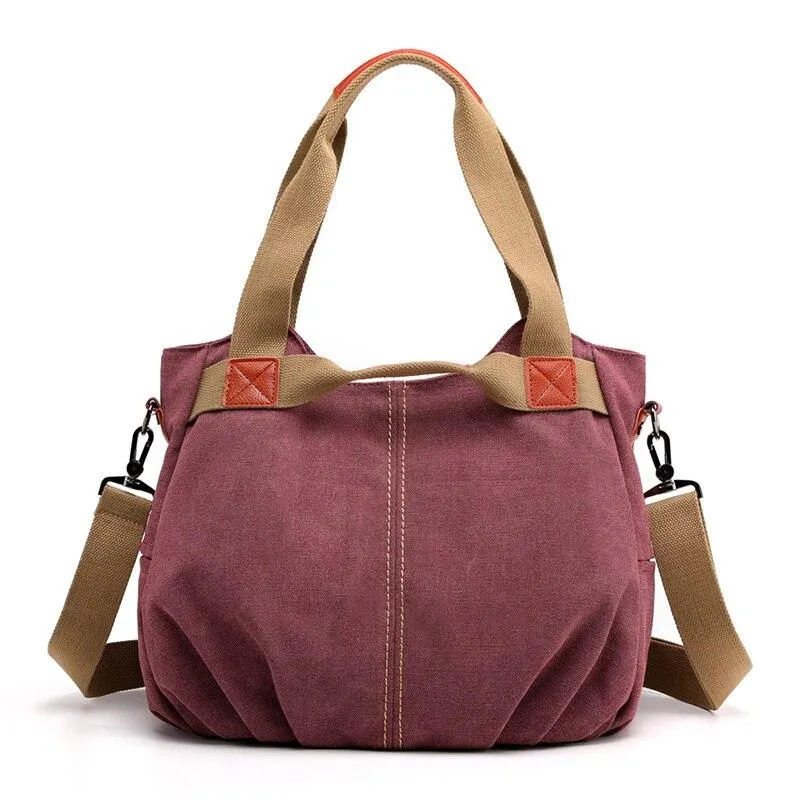 Trendy Casual Ladies' Zippered Canvas Shoulder Bags